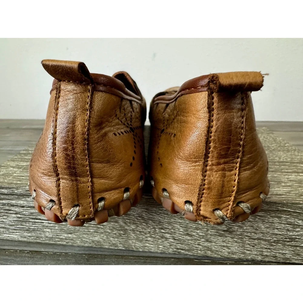 Spring Step Fusaro Tan Leather Laser Cut Perforated Loafer Shoe 7.5 - 8 - Picture 5 of 13